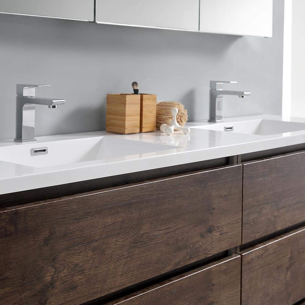 Fresca FVN93-3636RW-D Fresca Lazzaro 72" Rosewood Free Standing Double Sink Modern Bathroom Vanity w/ Medicine Cabinet
