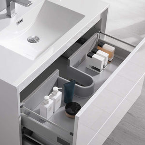 Fresca FVN9236WH Fresca Catania 36" Glossy White Wall Hung Modern Bathroom Vanity w/ Medicine Cabinet