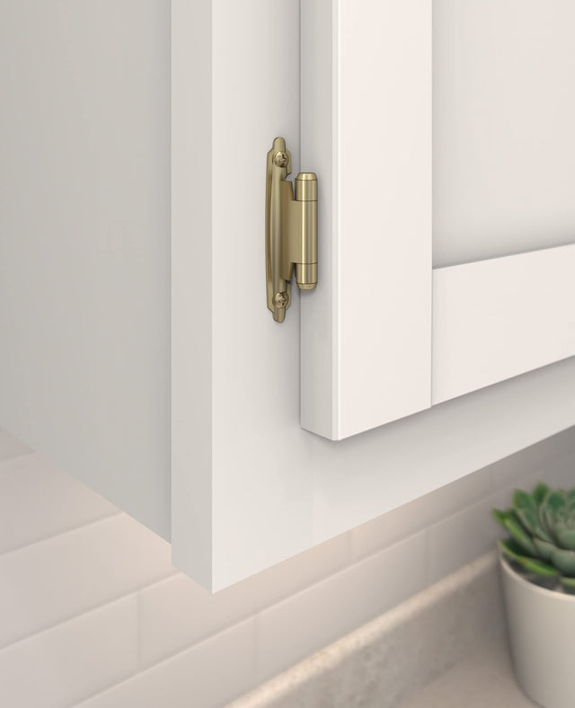 Amerock BPR3428BBZ Cabinet Hinge 3/8 in (10 mm) Inset Self Closing Face Mount Golden Champagne Kitchen Cabinet Door Hinge 1 Pair/2 Pack Functional Hardware