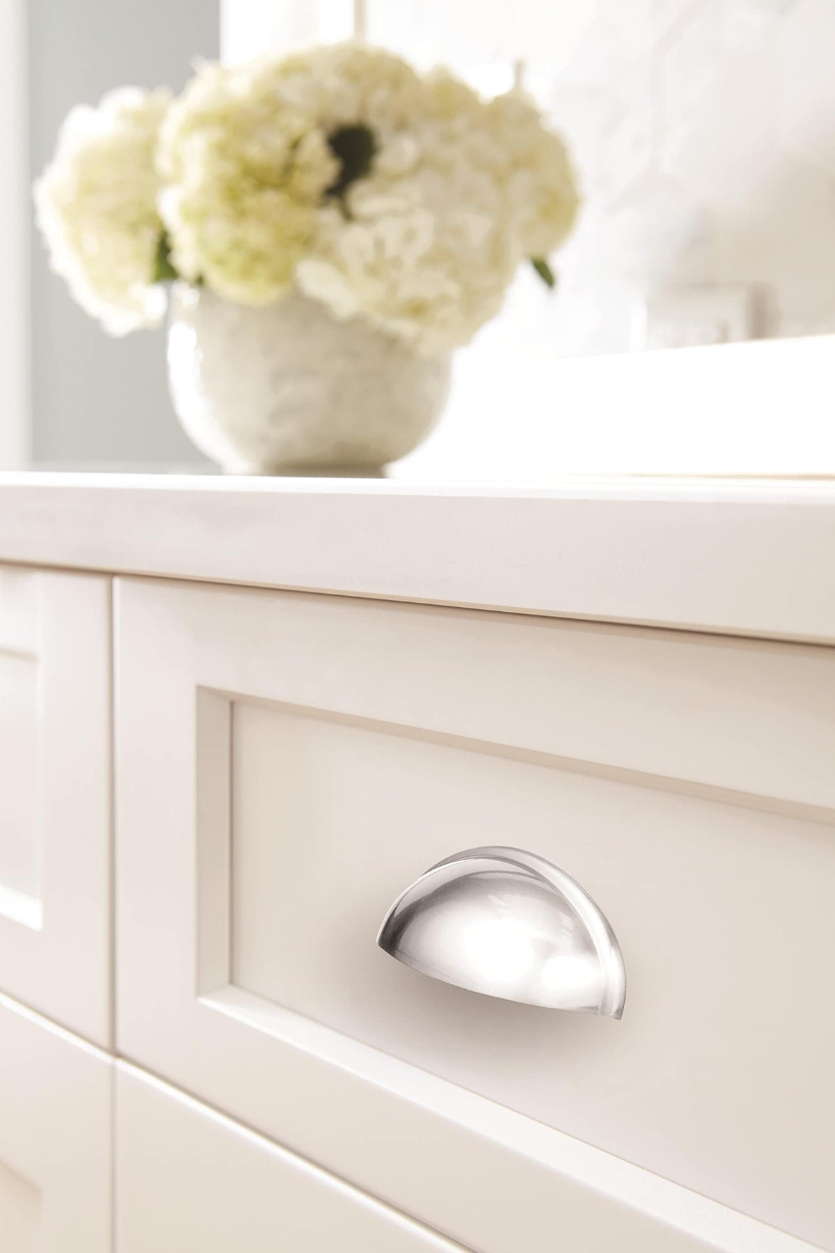 Amerock Cabinet Cup Pull Polished Chrome 3 inch (76 mm) Center-to-Center Ravino 1 Pack Drawer Pull Drawer Handle Cabinet Hardware