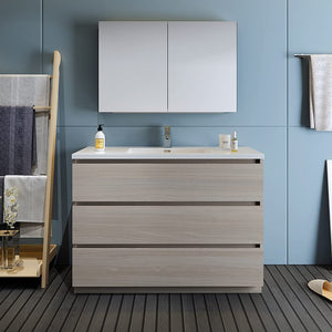 Fresca FVN9348RW Fresca Lazzaro 48" Rosewood Free Standing Modern Bathroom Vanity w/ Medicine Cabinet
