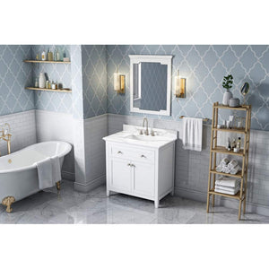 Jeffrey Alexander VKITCHA36WHCQR 36" White Chatham Vanity, Calacatta Vienna Quartz Vanity Top, undermount rectangle bowl