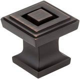 Jeffrey Alexander 585DBAC 1" Overall Length Brushed Oil Rubbed Bronze Square Delmar Cabinet Knob