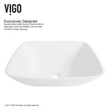 VIGO Hyacinth 13.75 inch L x 13.75 inch W Over the Counter Freestanding Matte Stone Square Vessel Bathroom Sink in Matte White - Sink for Bathroom VG04009
