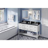 Jeffrey Alexander VKITADL60WHBGR 60" White Adler Vanity, double bowl, Black Granite Vanity Top, two undermount rectangle bowls