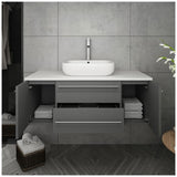 Fresca FCB6142GR-VSL-CWH-V Fresca Lucera 42" Gray Wall Hung Modern Bathroom Cabinet w/ Top & Vessel Sink