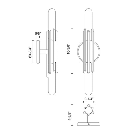 Alora WV335811PN TORRES 11" WV POLISHED NICKEL  2 X 60W E26