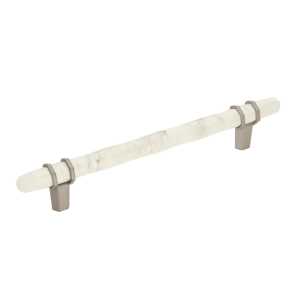 Amerock Cabinet Pull Marble White/Satin Nickel  6-5/16 inch (160 mm) Center to Center Carrione 1 Pack Drawer Pull Drawer Handle Cabinet Hardware