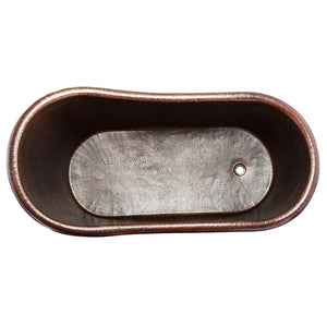 Premier Copper Products BTS67DB 67-Inch Hammered Copper Single Slipper Bathtub, Oil Rubbed Bronze
