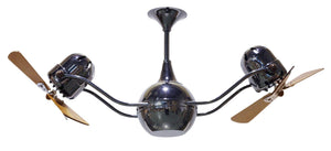 Matthews Fan VB-GOLD-WD Vent-Bettina 360° dual headed rotational ceiling fan in Ouro (Gold) finish with solid sustainable mahogany wood blades.
