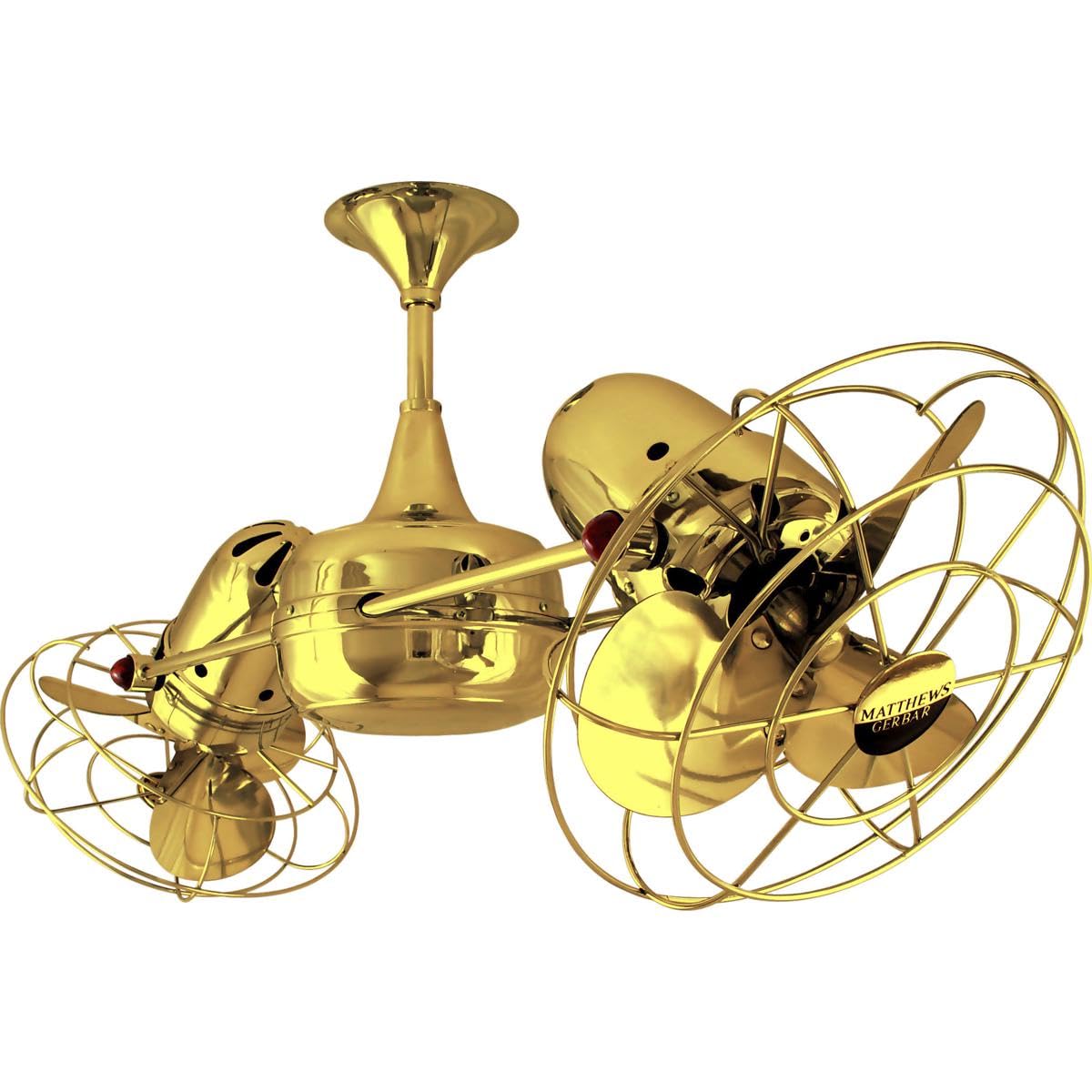 Matthews Fan DD-GOLD-MTL Duplo Dinamico 360” rotational dual head ceiling fan in Ouro (Gold) finish with metal blades.