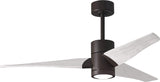 Matthews Fan SJ-TB-MWH-52 Super Janet three-blade ceiling fan in Textured Bronze finish with 52” solid matte white wood blades and dimmable LED light kit 