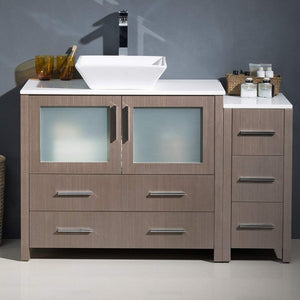 Fresca FCB62-3612WH-CWH-V Fresca Torino 48" White Modern Bathroom Cabinets w/ Top & Vessel Sink