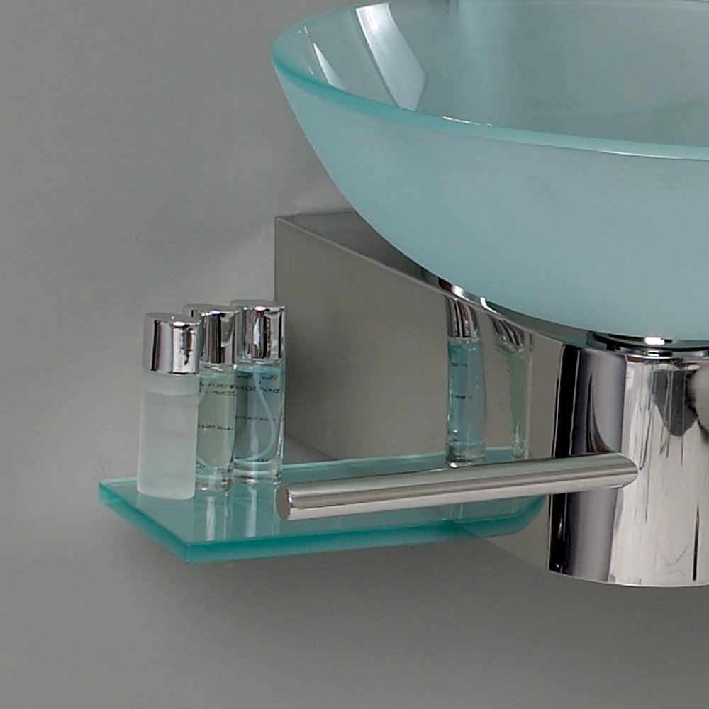 Fresca FVN1012 Fresca Cristallino 18" Modern Glass Bathroom Vanity w/ Frosted Vessel Sink