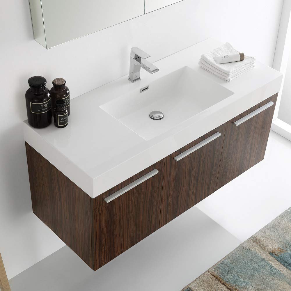 Fresca FVN8092WH Fresca Vista 48" White Wall Hung Modern Bathroom Vanity w/ Medicine Cabinet