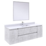 Fresca FVN31-123612RWH Fresca Formosa 60" Wall Hung Single Sink Modern Bathroom Vanity w/ Mirror in Rustic White