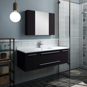 Fresca FVN6148ES-UNS Fresca Lucera 48" Espresso Wall Hung Undermount Sink Modern Bathroom Vanity w/ Medicine Cabinet