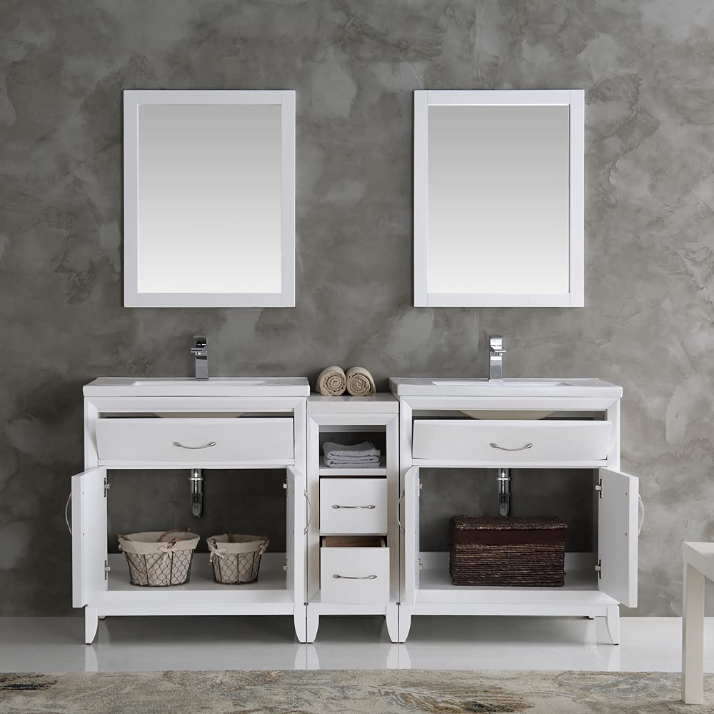 Fresca FVN21-301230AC Fresca Cambridge 72" Antique Coffee Double Sink Traditional Bathroom Vanity w/ Mirrors