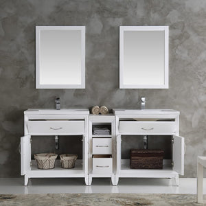 Fresca FVN21-301230AC Fresca Cambridge 72" Antique Coffee Double Sink Traditional Bathroom Vanity w/ Mirrors