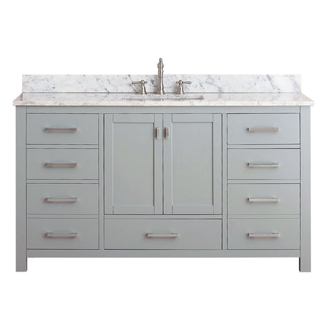 Avanity Modero 61 in. Single Vanity in Chilled Gray finish with Carrara White Marble Top