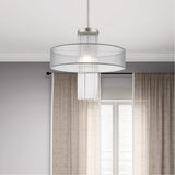 Livex Lighting 42804-91 Alexis - One Light Chandelier, Brushed Nickel Finish with Translucent Gray Fabric Shade with Clear Rods Crystal