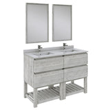 Fresca FVN31-2424ASH-FS Fresca Formosa 48" Floor Standing Double Sink Modern Bathroom Vanity w/ Open Bottom & Mirrors in Ash