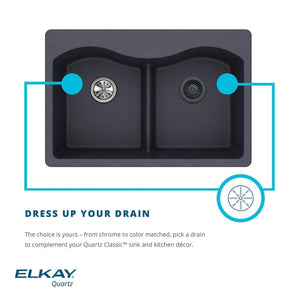 Elkay LKQS35WH Polymer Drain Fitting with Removable Basket Strainer and Rubber Stopper, White