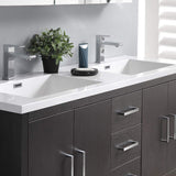 Fresca FCB9460WH-D-I Fresca Imperia 60" Glossy White Free Standing Modern Bathroom Cabinet w/ Integrated Double Sink