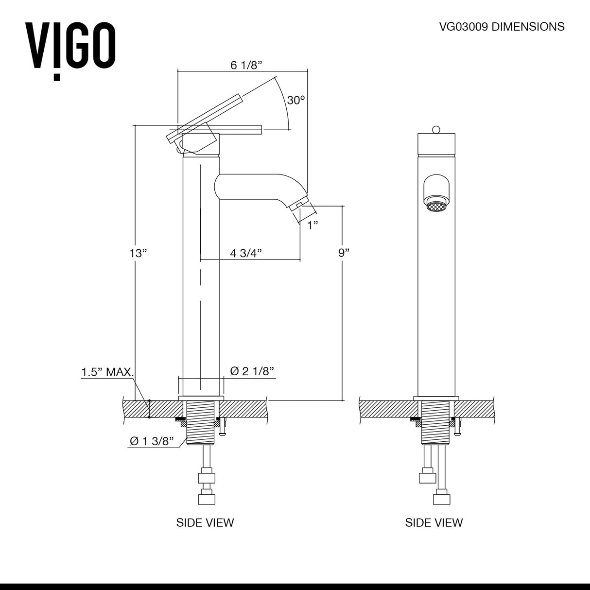 VIGO Seville 13 inch H Single Hole Single Handle Bathroom Faucet in Brushed Nickel - Vessel Sink Faucet VG03009BN