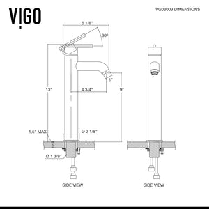 VIGO Seville 13 inch H Single Hole Single Handle Bathroom Faucet in Brushed Nickel - Vessel Sink Faucet VG03009BN