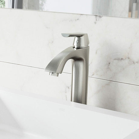 VIGO Linus 10.625 inch H Single Hole Single Handle Bathroom Faucet in Brushed Nickel - Vessel Sink Faucet VG03013BN