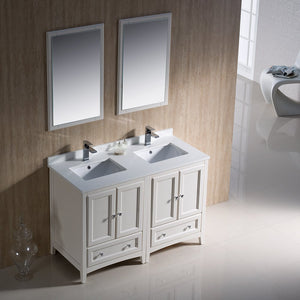 Fresca FVN20-2424AW Fresca Oxford 48" Antique White Traditional Double Sink Bathroom Vanity