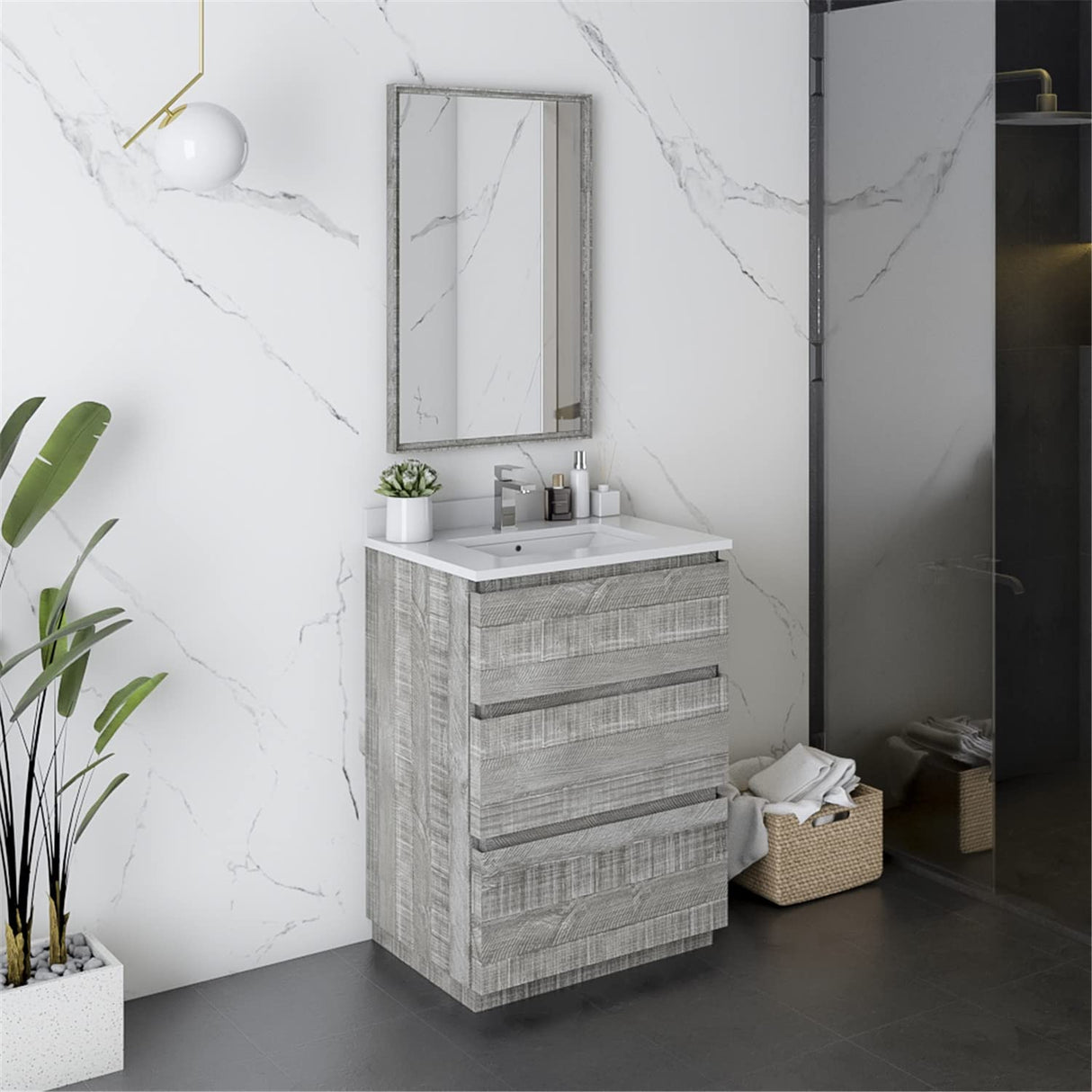 Fresca FCB3124ASH-FC-CWH-U Bathroom Cabinet