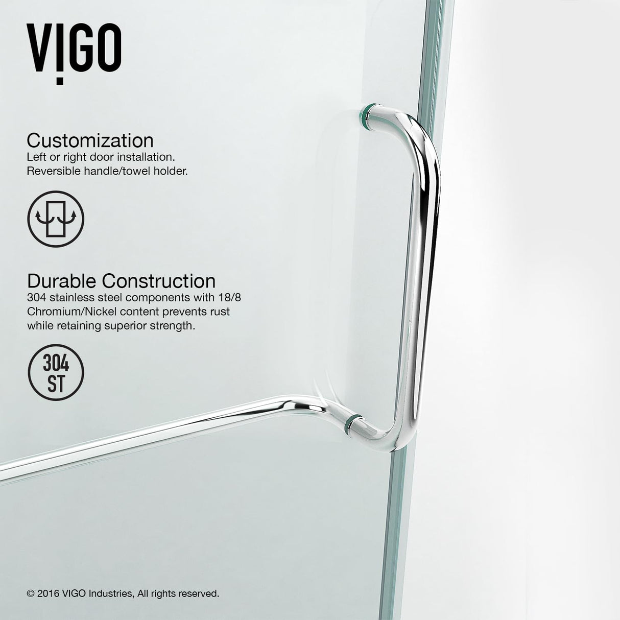 VIGO 30 in. x 38 in. x 73 in. Monteray Frameless Hinged Rectangle Shower Enclosure with Clear 0.38" Tempered Glass and Hardware in Chrome Finish with Reversible Handle - VG6011CHCL40