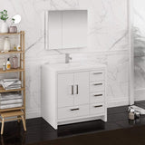 Fresca FVN9436WH-R Fresca Imperia 36" Glossy White Free Standing Modern Bathroom Vanity w/ Medicine Cabinet - Right Version