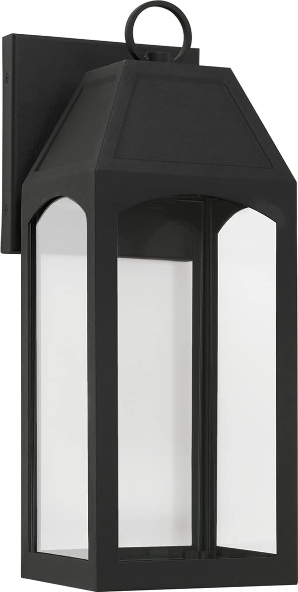 Capital Lighting 946311BK-GL Burton 1 Light Outdoor Wall Lantern Black
