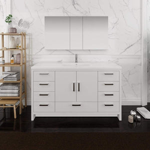 Fresca FVN9460WH-S Fresca Imperia 60" Glossy White Free Standing Single Sink Modern Bathroom Vanity w/ Medicine Cabinet