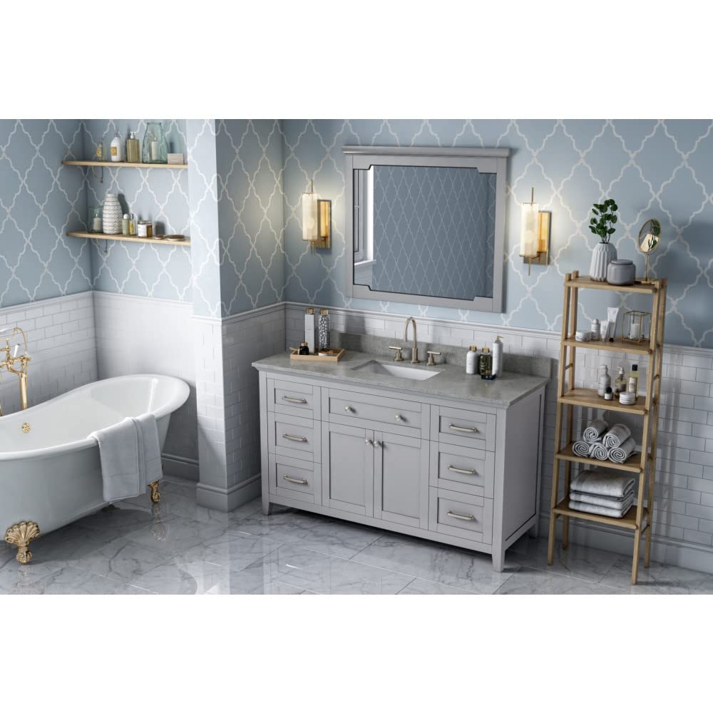 Jeffrey Alexander VKITCHA60SGRSGR 60" Grey Chatham Vanity, Steel Grey Cultured Marble Vanity Top, undermount rectangle bowl