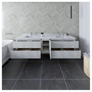 Fresca FCB31-361236ASH Fresca Formosa 82" Wall Hung Double Sink Modern Bathroom Cabinet in Ash