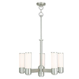 Livex Lighting 52105-91 Contemporary Modern Five Light Chandelier from Weston Collection in Pwt, Nckl, B/S, Slvr. Finish, Brushed Nickel
