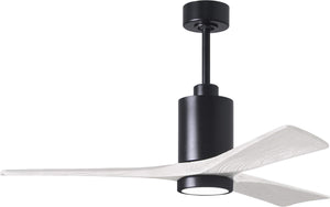 Matthews Fan PA3-BK-MWH-52 Patricia-3 three-blade ceiling fan in Matte Black finish with 52” solid matte white wood blades and dimmable LED light kit 