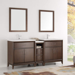 Fresca FVN21-301230AC Fresca Cambridge 72" Antique Coffee Double Sink Traditional Bathroom Vanity w/ Mirrors