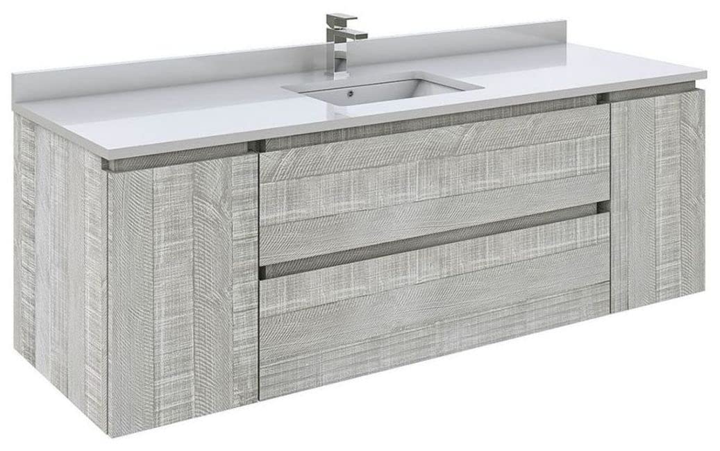 Fresca FCB31-123612ASH Fresca Formosa 59" Wall Hung Single Sink Modern Bathroom Cabinet in Ash