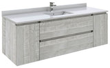 Fresca FCB31-123612ASH Fresca Formosa 59" Wall Hung Single Sink Modern Bathroom Cabinet in Ash