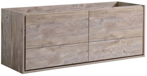 Fresca FCB9260RNW-S Fresca Catania 60" Rustic Natural Wood Wall Hung Single Sink Modern Bathroom Cabinet
