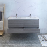 Fresca FCB9260HA-D-I Fresca Catania 60" Glossy Ash Gray Wall Hung Modern Bathroom Cabinet w/ Integrated Double Sink