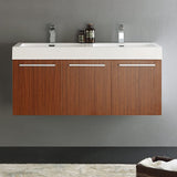 Fresca FCB8092GW-D Fresca Vista 48" Walnut Wall Hung Double Sink Modern Bathroom Cabinet