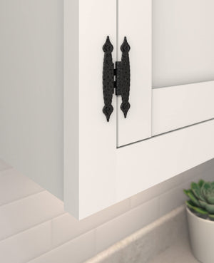 Amerock Cabinet Hinge 3-1/2 inch (89 mm) Length Hinge Colonial Black 2 Pack Non Self-Closing Hinge H-Type Hinge Cabinet Door Hinge