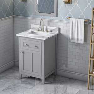 Jeffrey Alexander VKITCHA24GRCQR 24" Grey Chatham Vanity, Calacatta Vienna Quartz Vanity Top, undermount rectangle bowl