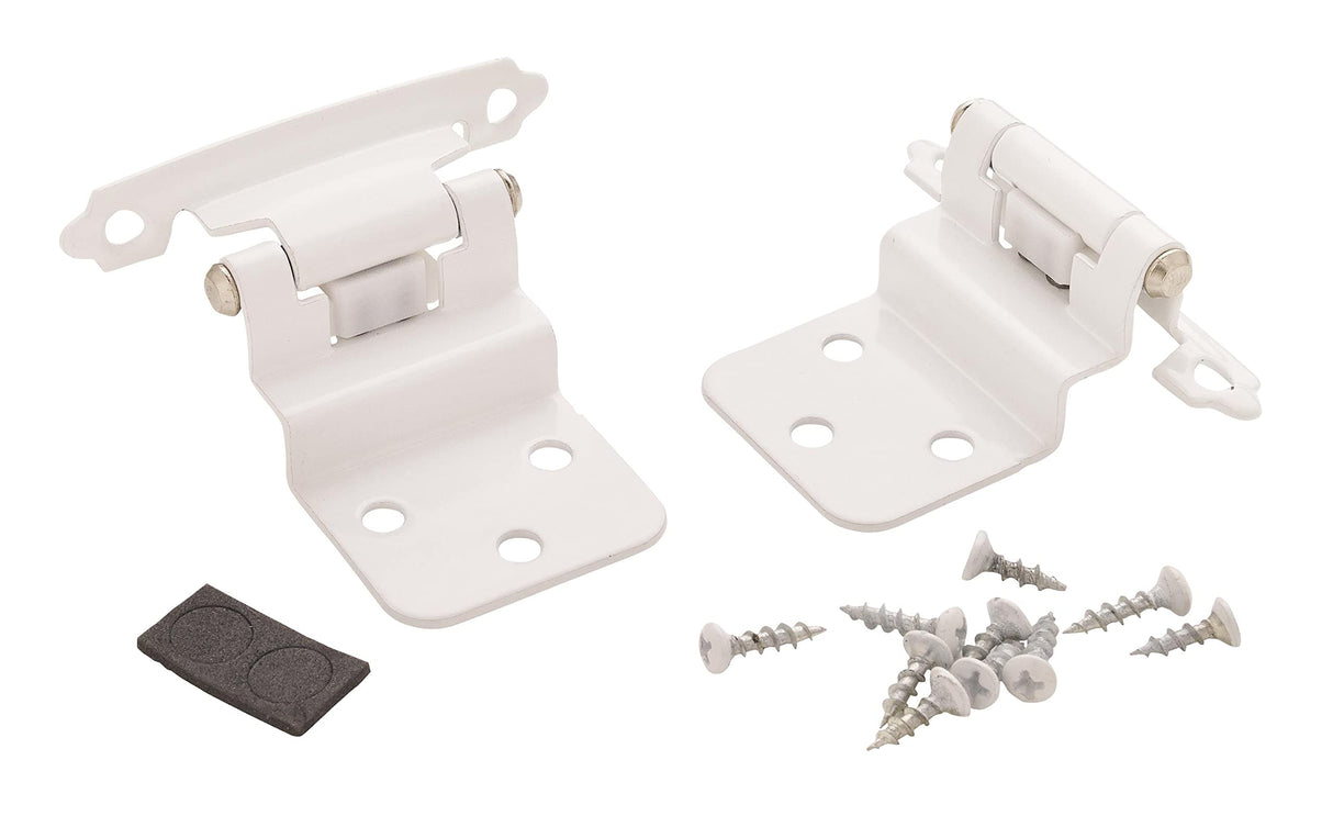 Amerock BPR7128W Self-Closing, Face Mount Hinge with 3/8in(10mm) Inset - White - 2 Pack